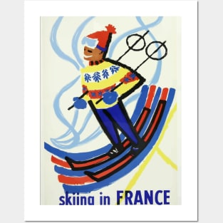 Skiing in France - Vintage Travel Poster Posters and Art